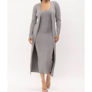 Grey Knit maxi dress set